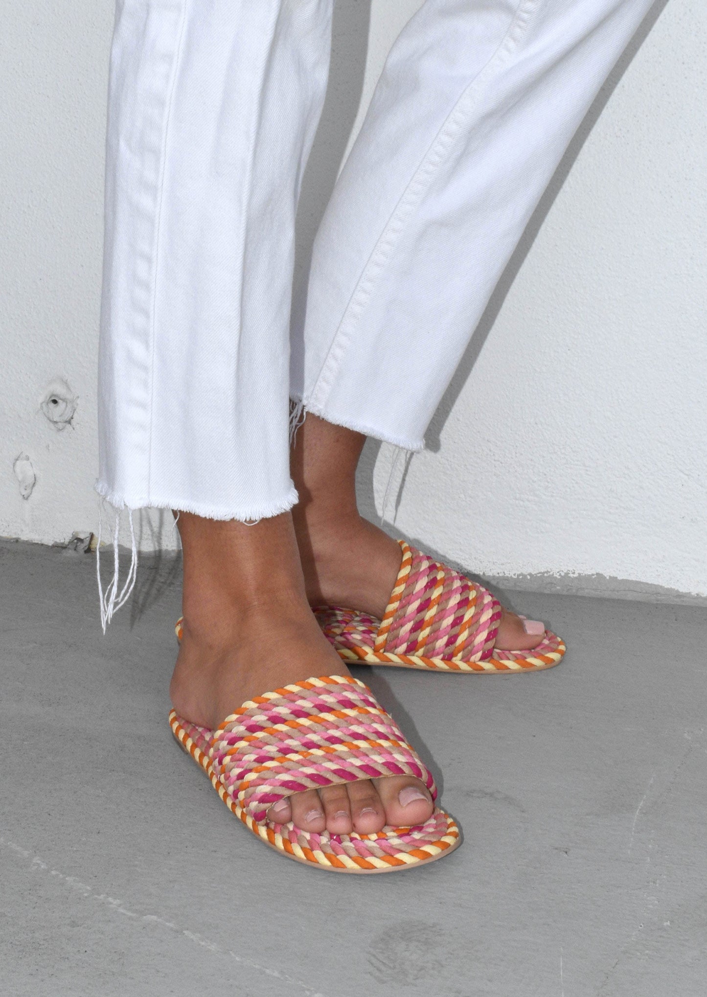 SUNNY- GRAPEFRUIT PINK vegan rope slide sandal