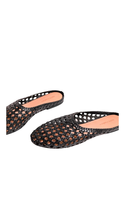 SHANTI - BLACK handwoven leather mule