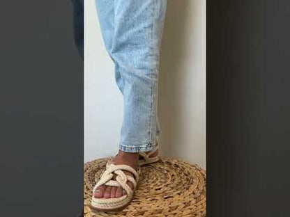 SANSA - NATURAL vegan rope nautical knot platform slingback