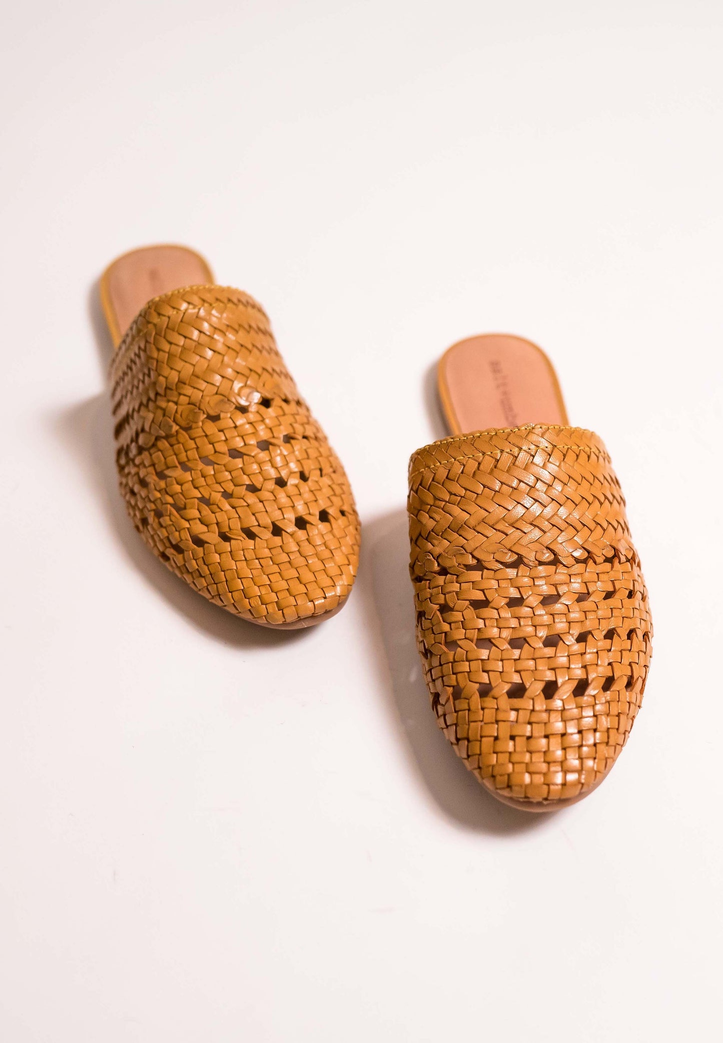 LILY-MUSTARD signature leather woven mules